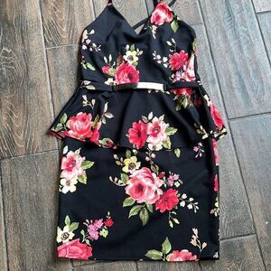 Blu:m black sleeveless cross back  floral dress
